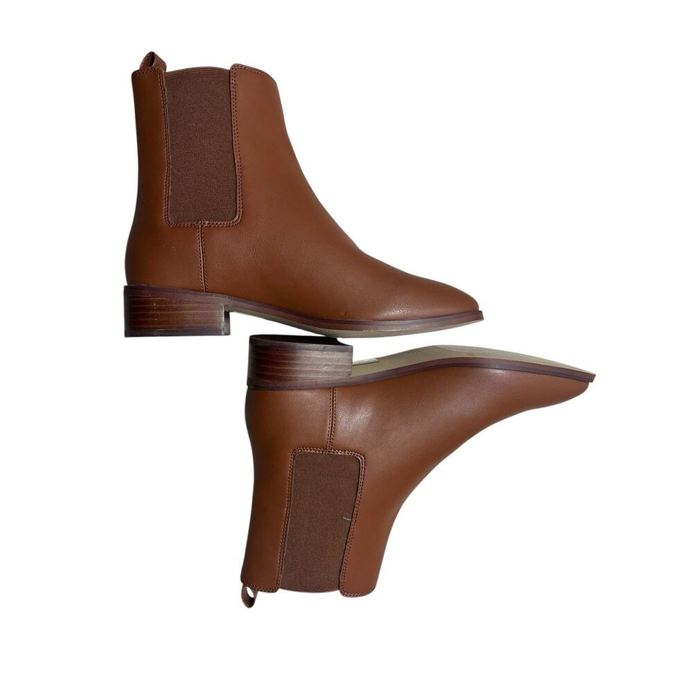 J.Crew Chelsea Boots BT277 Size 8.5 Brown Women’s Vegan Pull On Almond Toe - Picture 2 of 9